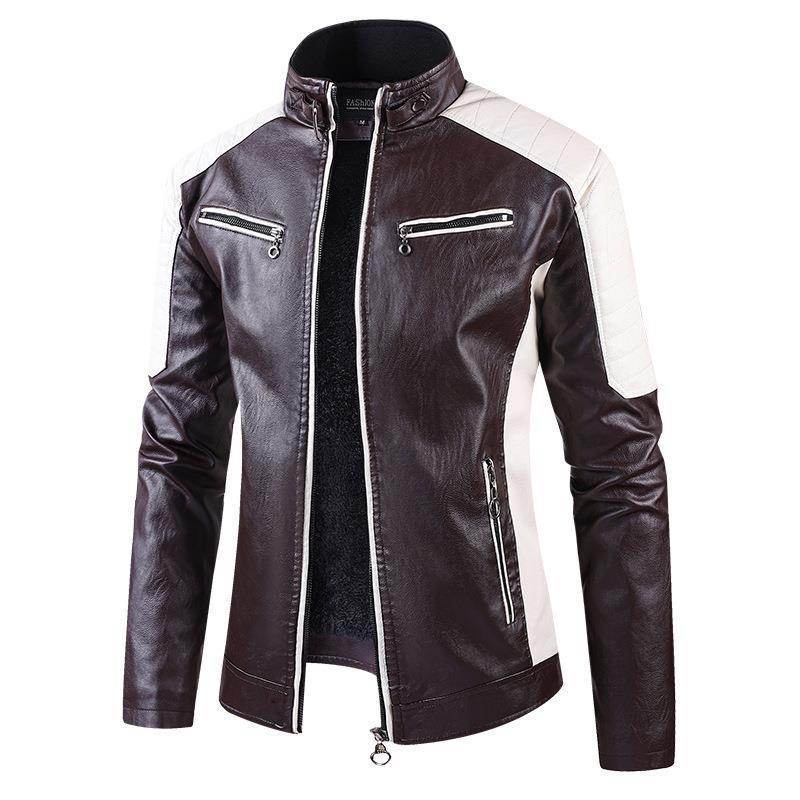 European Size Autumn And Winter Leisure Leather Men's Coat Fleece-lined - Velora