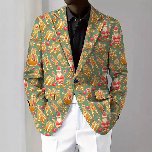 Christmas Series Cartoon Anime Men's Long-sleeved Coat - Velora