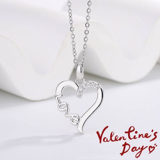Creative Heart Design LOVE Titanium Steel Necklace LOVE Pendant For Women Wedding Anniversary Party Statement Neck Accessories Jewelry Gift - Velora