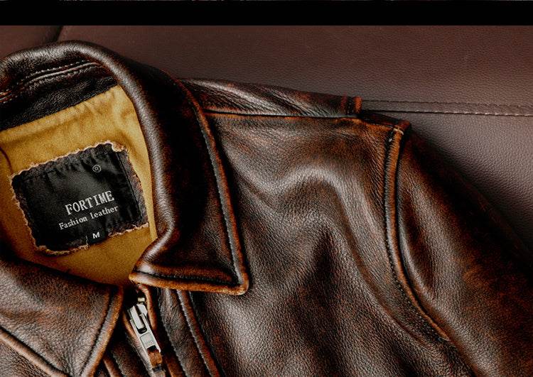 Motorcycle Short Stone Grinding Worn Coat - Velora