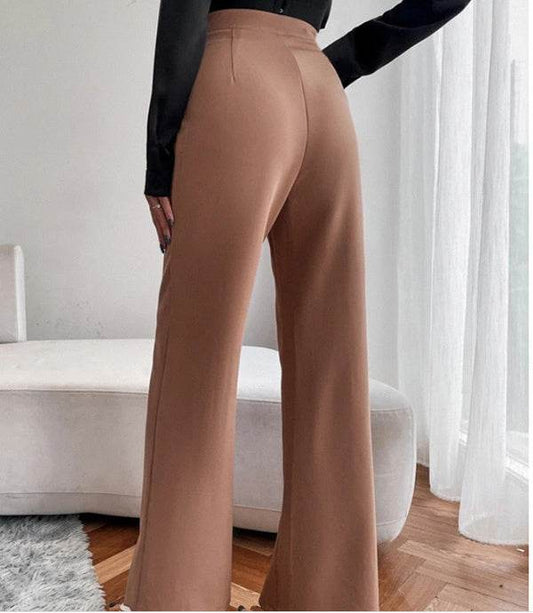 Loose Straight Pants Women High Waist Casual Trousers - Velora