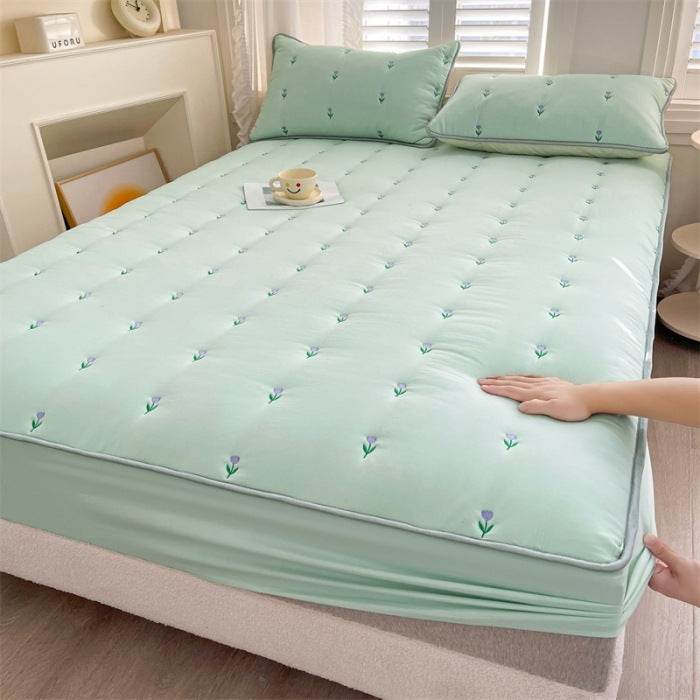 New Soybean Fiber Quilted Fitted Sheet Single Piece - Velora