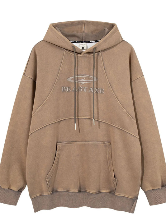 Men's Oversized Washed Long Sleeve Hoodie - Velora