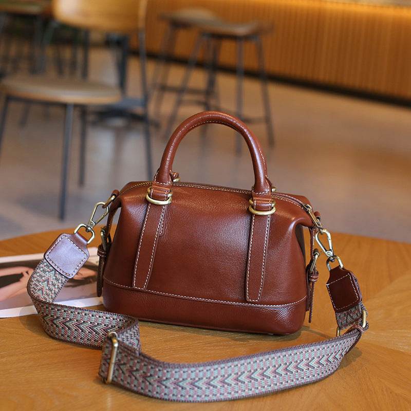 New Genuine Leather Boston Shoulder Messenger Bag - Velora