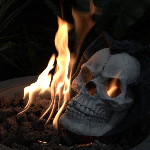 Halloween Décor - Fire Pit Demon Skull Gas Log For Ventless Vent Free, Electric, Outdoor Fireplace And Fire Pit,