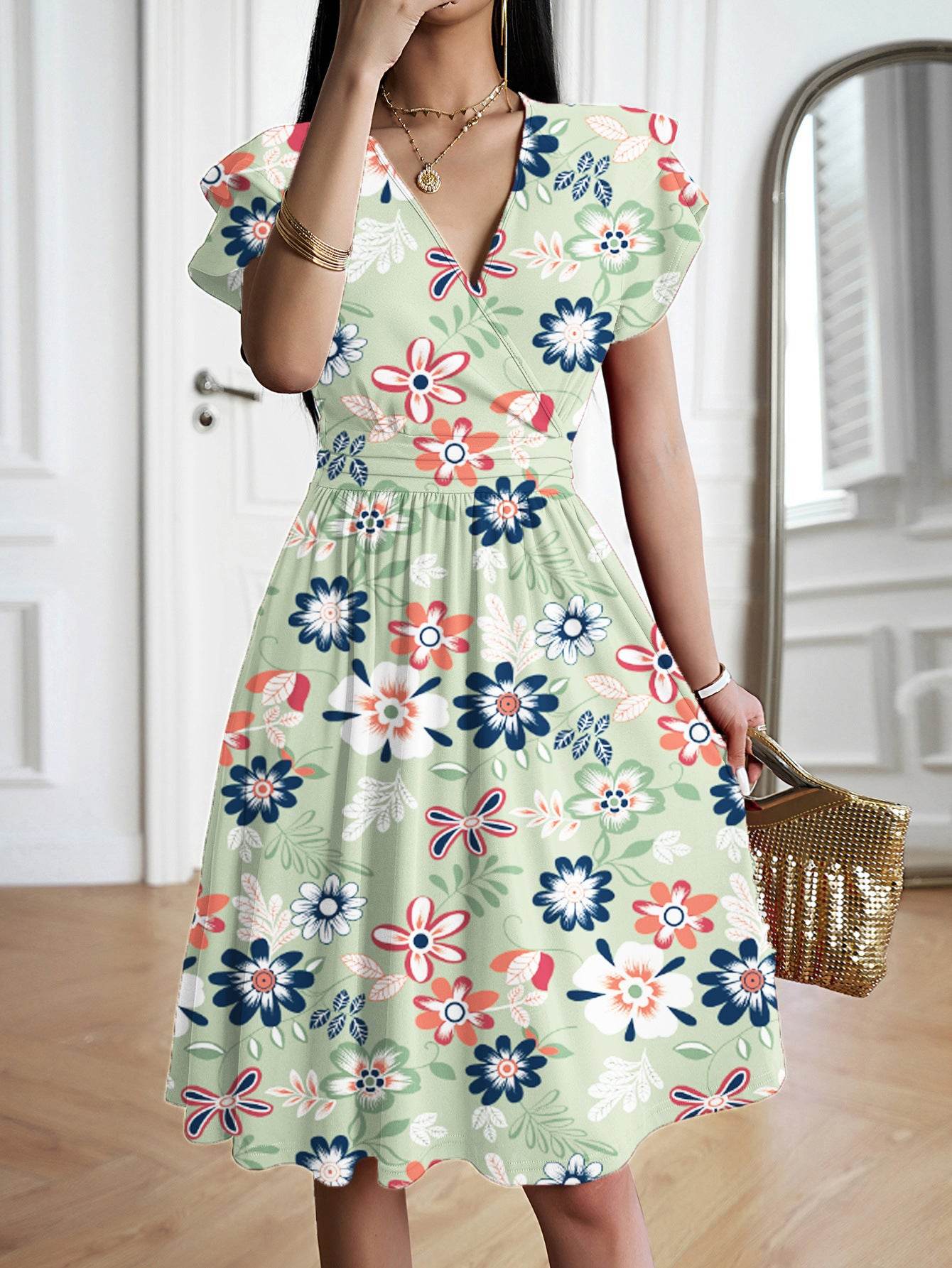 Elegant Elegant V-neck Midi Dress For Women - Velora