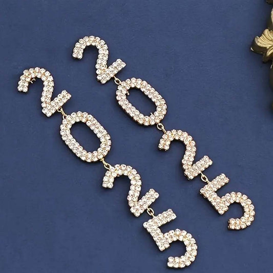 Alloy Rhinestone Digital Earrings Long Fringe - Velora