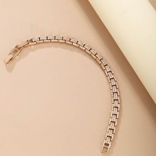 European And American Metallic Light Luxury Inlaid Zirconium Bracelet Personality Simple - Velora