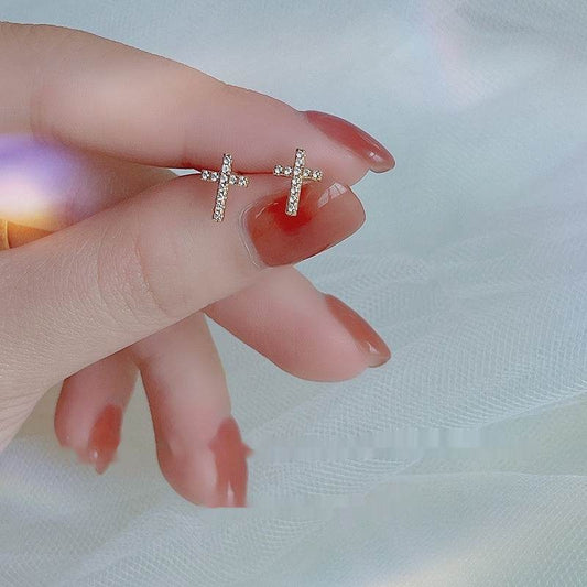 2024 New Fashion Stainless Steel Cross Earrings Product Temperament All Match Birthday Anniversary Earrings Small Gift - Velora