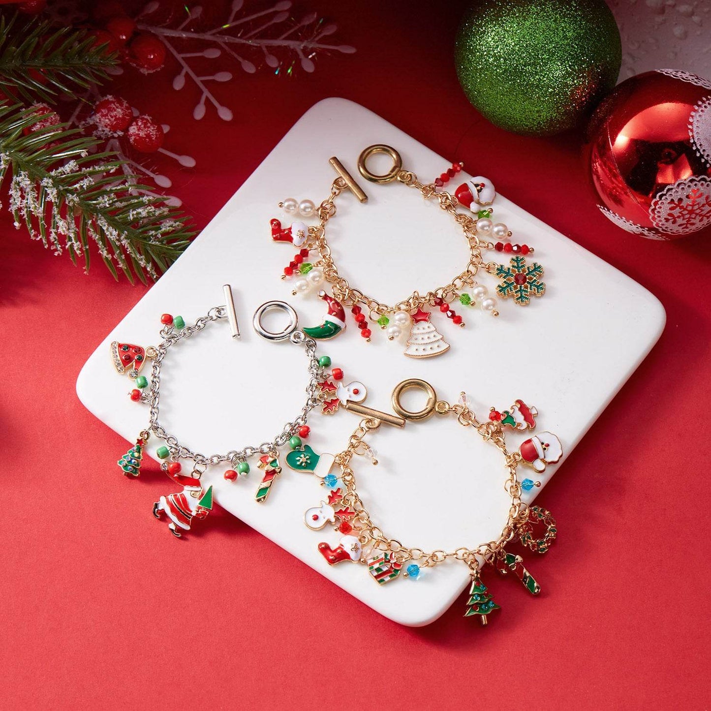 Personalized Christmas Bracelet Christmas Tree Santa Claus Pendant Bracelet For Women Jewelry - Velora