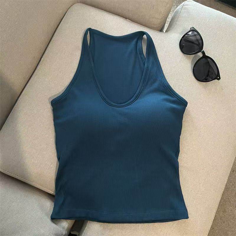 Hanging Neck Pure Want Beauty Back Solid Color Wrapped Chest Tube Top Bottoming Inner Fixed Cup - Velora