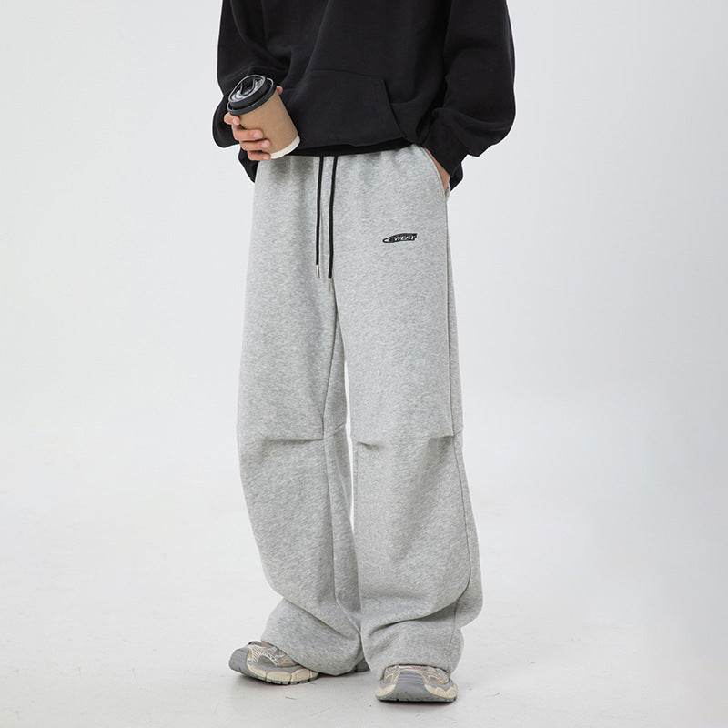 Split Pleated Design Casual Pants Autumn And Winter Embroidery - Velora