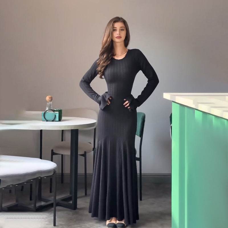Fashion Ruffles Hem Long Sleeve Dress Women - Velora