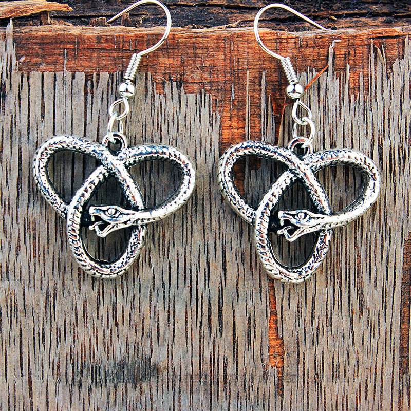 European And American Gothic Universe Infinite Snake Earrings Pagan Ancient India - Velora