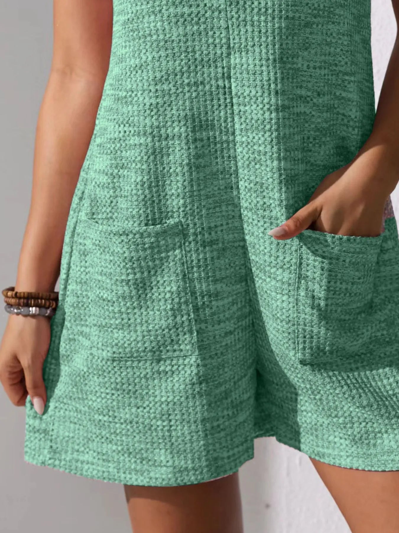 Full Size Button Front Romper with Pockets Plus Size - Velora