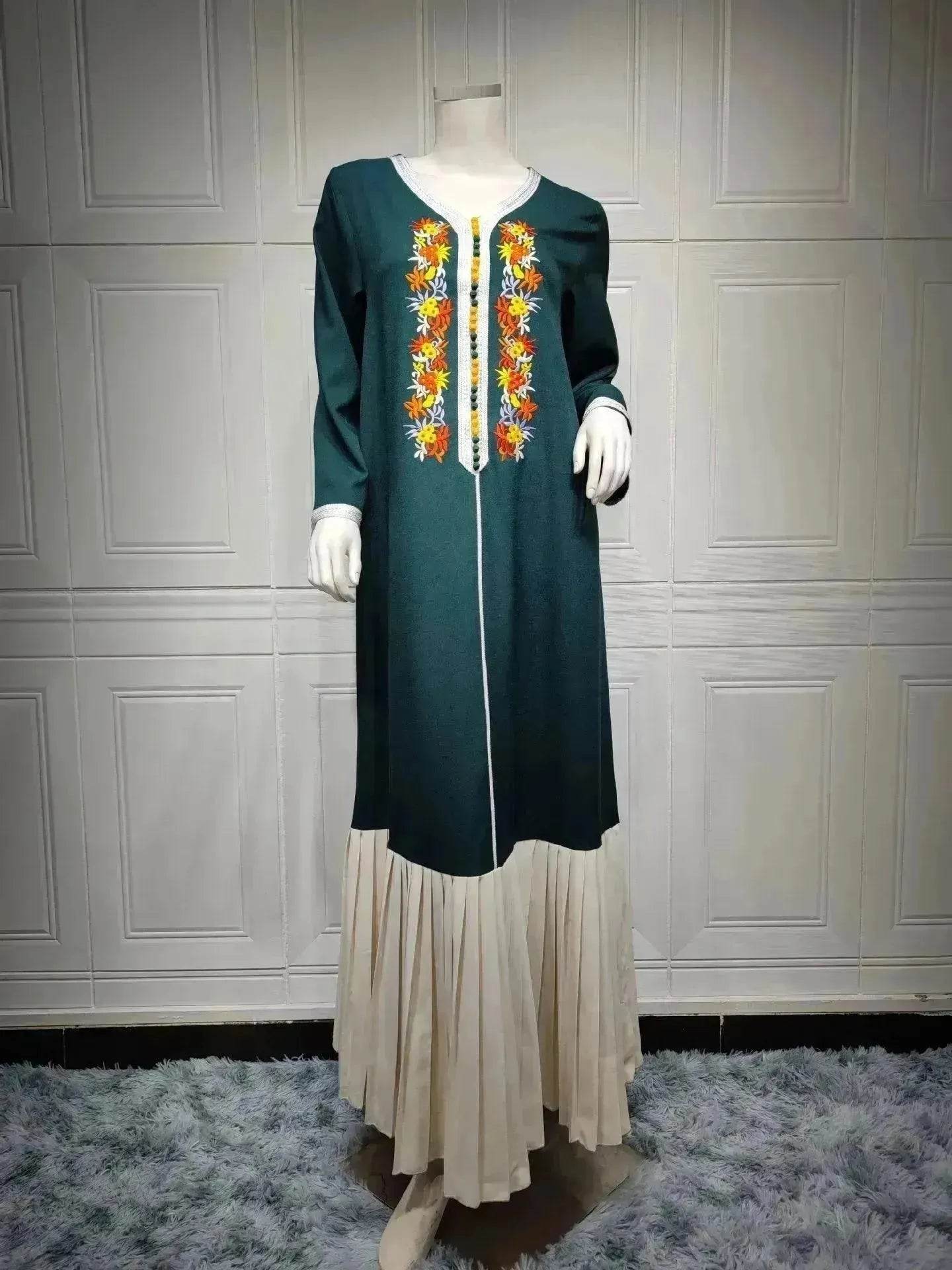 Four Seasons Embroidered Lace Chiffon Dubai Robe - Velora