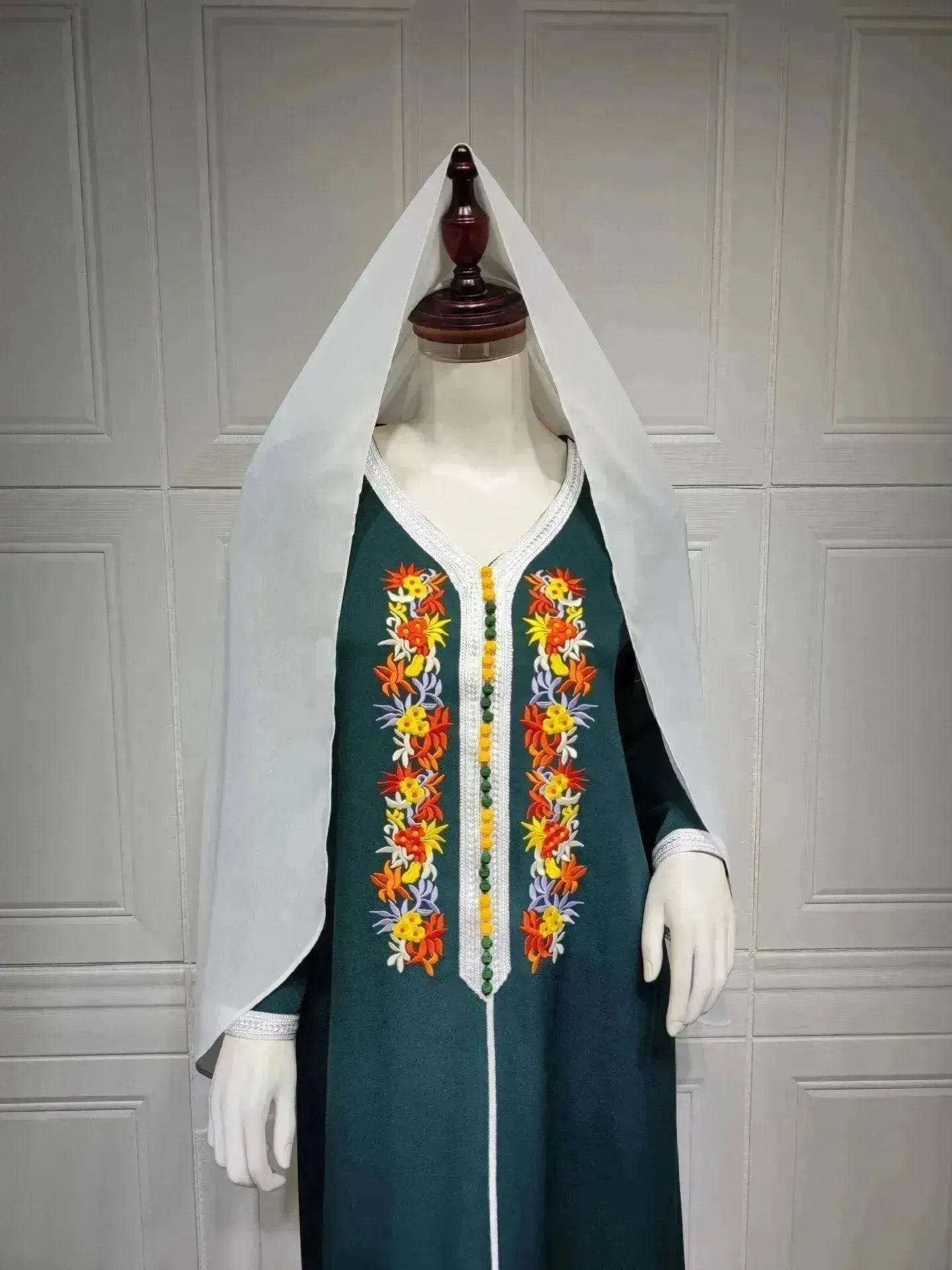 Four Seasons Embroidered Lace Chiffon Dubai Robe - Velora