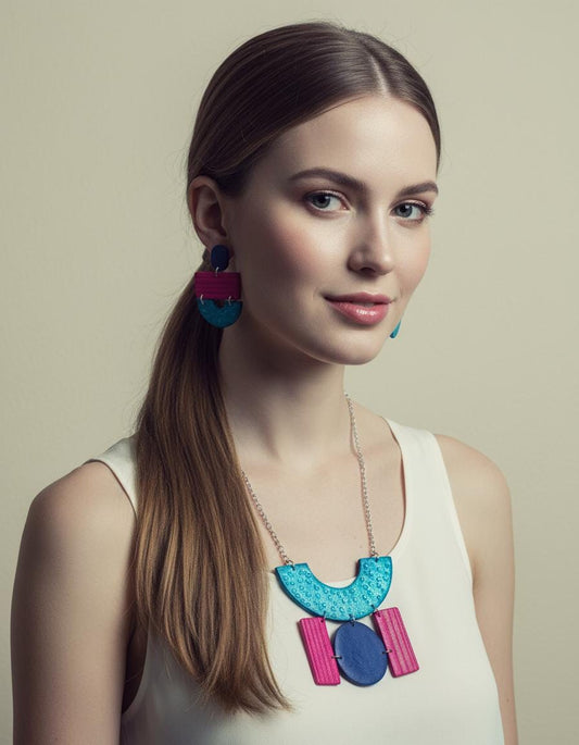 Colorful Statement Geometric Jewelry Set - Velora Luxury Fashion