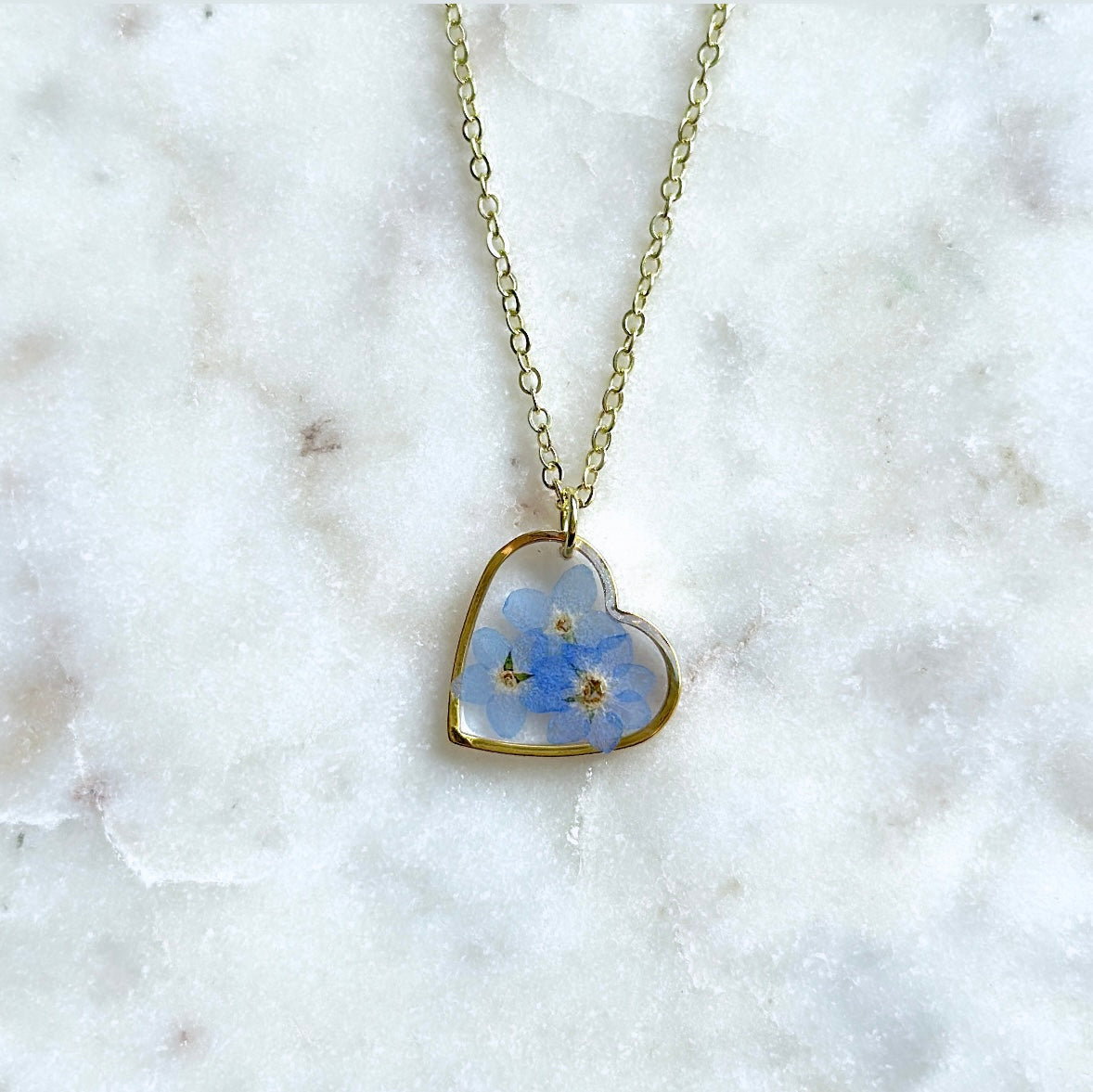 Collier Myosotis - coeur (grand) - Velora