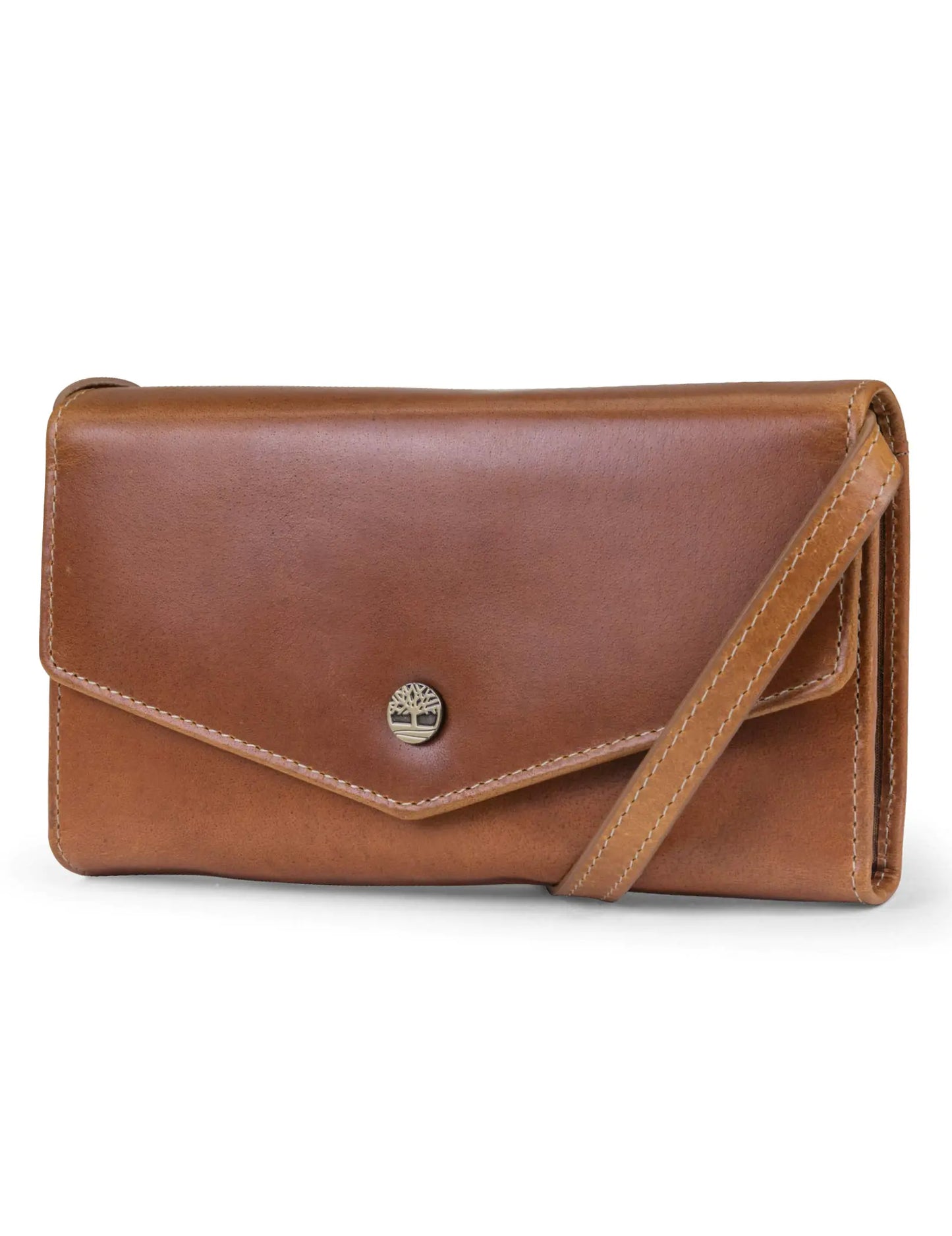 Timberland RFID Leather Wallet Phone Bag with Detachable Crossbody Strap Cognac (Buff Apache)