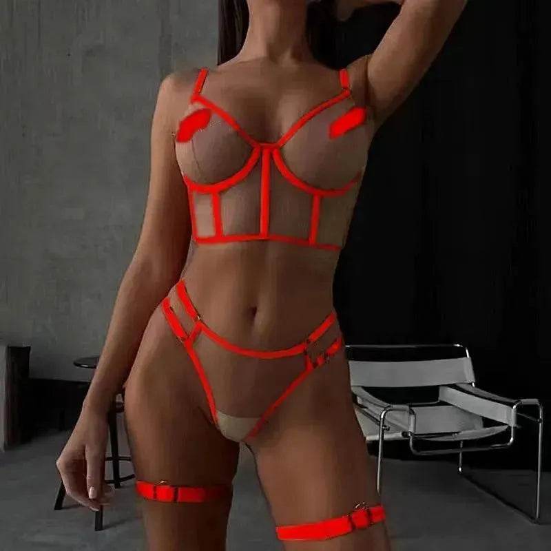 Lace Mesh Girl Lingerie Set - Velora