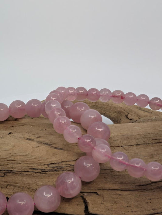 Lavender Rose Quartz Bracelet — 6mm & 8mm Round Beads