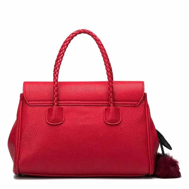 Leather handbags lychee pattern handbag - Velora