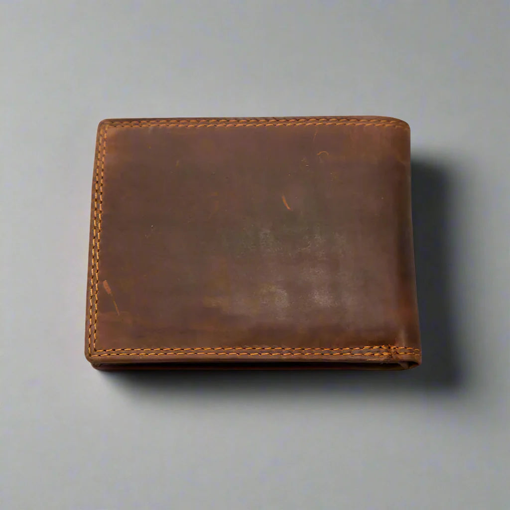 Greenwood Leather Men's Wallet. RFID-Blocking Oil Pull-Up Leather Boutique of Leathers/Open Road