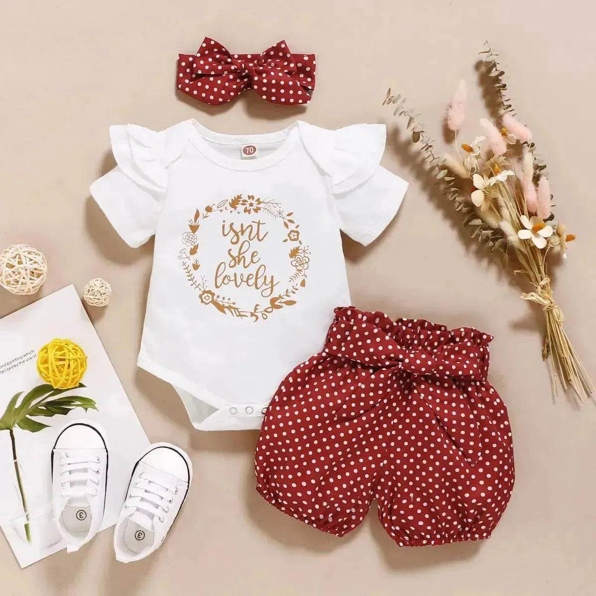 Long-sleeved baby girl Autumn Suit Pullover Three-Piece Children Clothing - Velora
