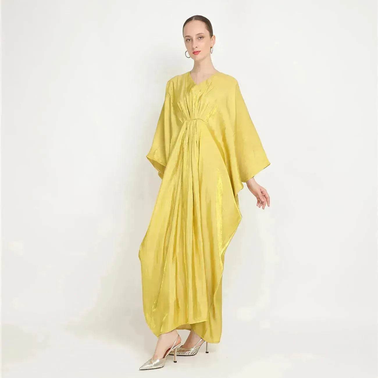 Loose Batwing Long Sleeve Abaya Dress for Arab Dubai Turkey Middle East Women - Velora