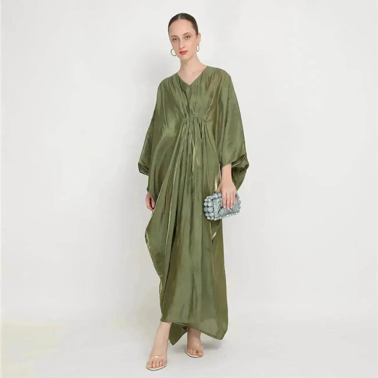 Loose Batwing Long Sleeve Abaya Dress for Arab Dubai Turkey Middle East Women - Velora
