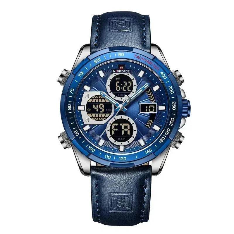Luxury Men's Waterproof Sports Leather Strap Electronic Multi-function Watch - Velora