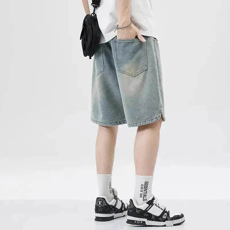 Men's Loose Casual Starry Sky Pattern Denim Shorts - Velora