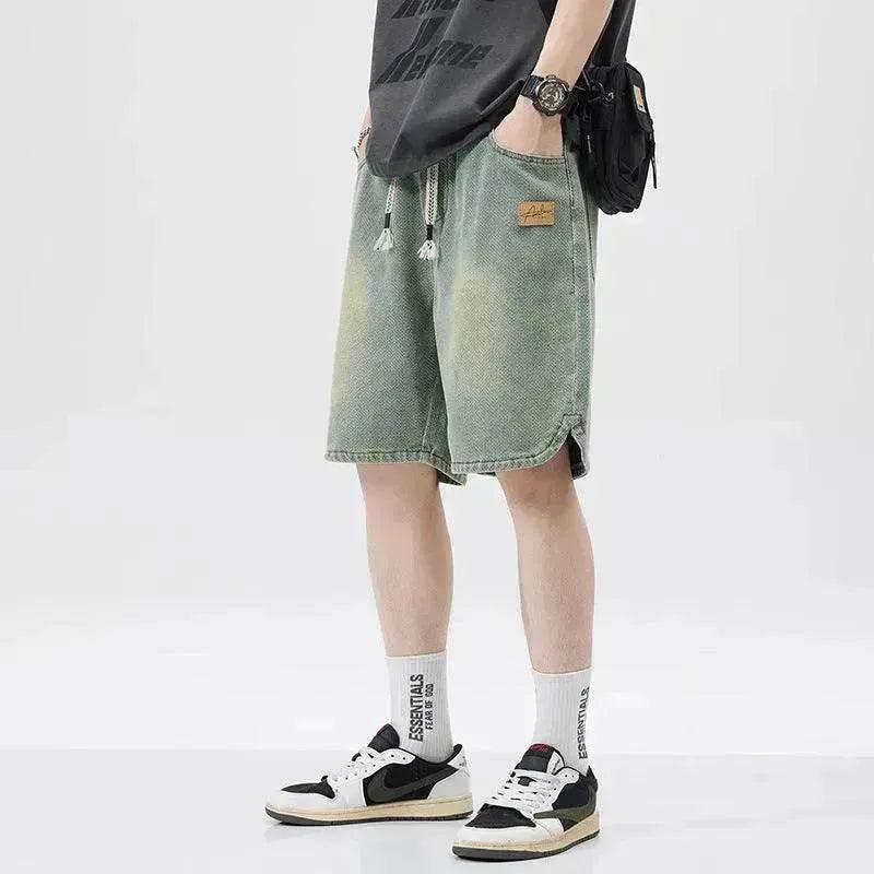 Men's Loose Casual Starry Sky Pattern Denim Shorts - Velora
