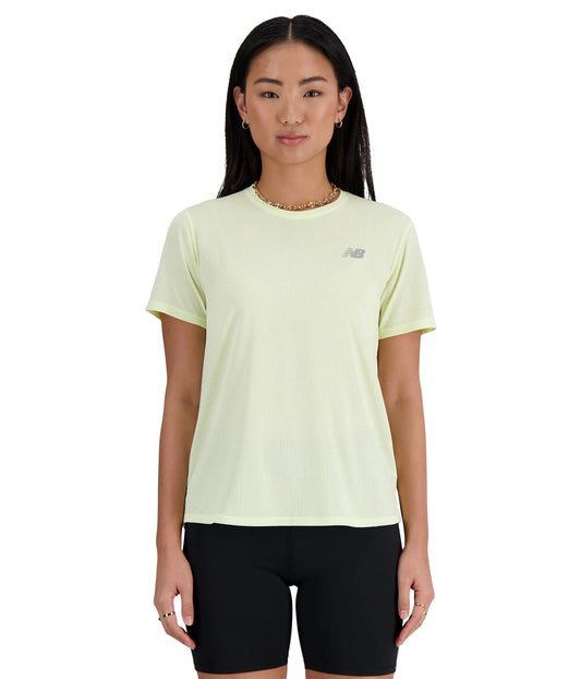 New Balance Womens Athletics T-Shirt Lime Light Heather Medium