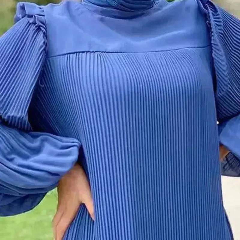 New Women's Net Color High Collar Pullover Fashion Loose Middle East Dresses - Velora