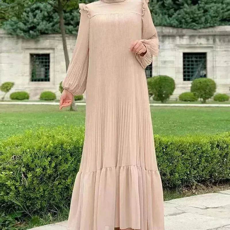 New Women's Net Color High Collar Pullover Fashion Loose Middle East Dresses - Velora