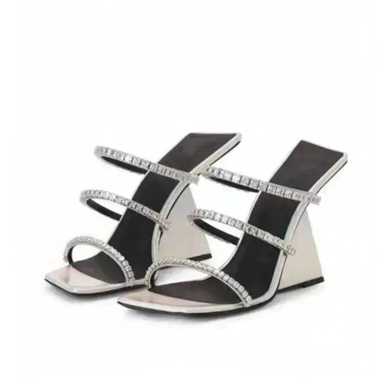 Patent Leather Square Block High Wedge Slippers - Velora