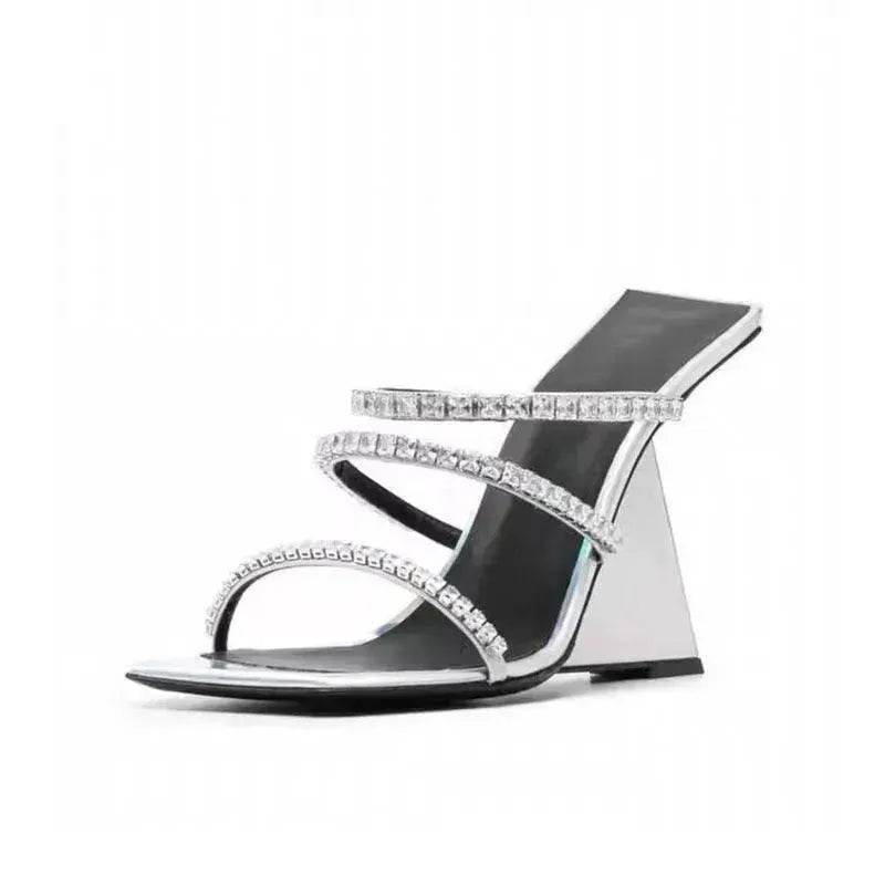 Patent Leather Square Block High Wedge Slippers - Velora