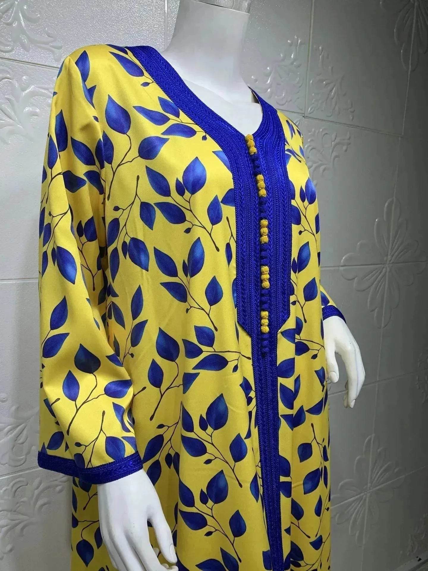 Printed Floral Abaya Dress Robe for Arab Dubai Turkey Middle East Women. - Velora