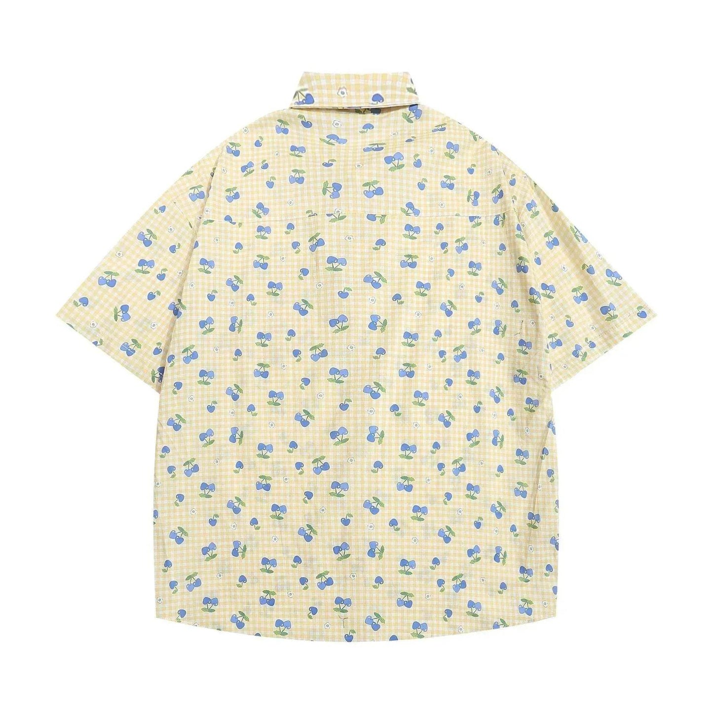 Printed Small Cherry Short-sleeved Shirt - Velora