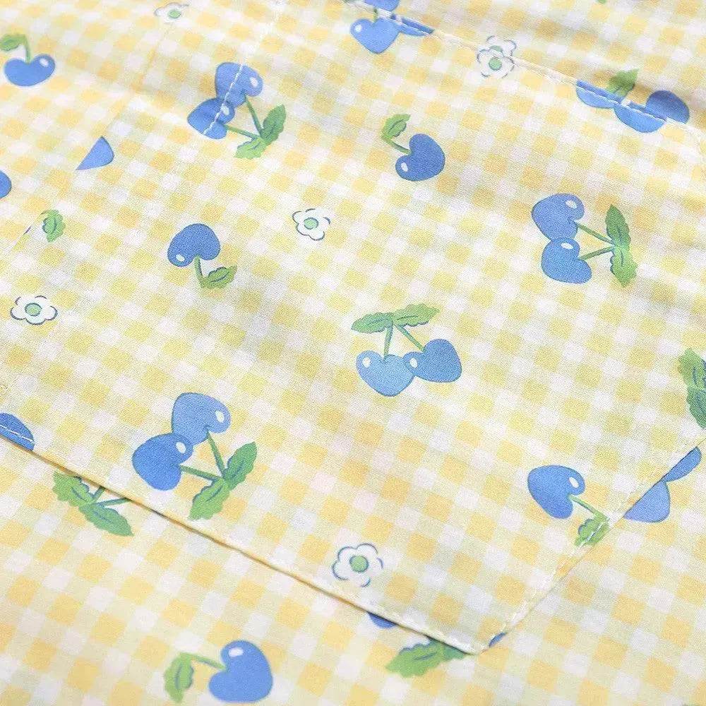 Printed Small Cherry Short-sleeved Shirt - Velora