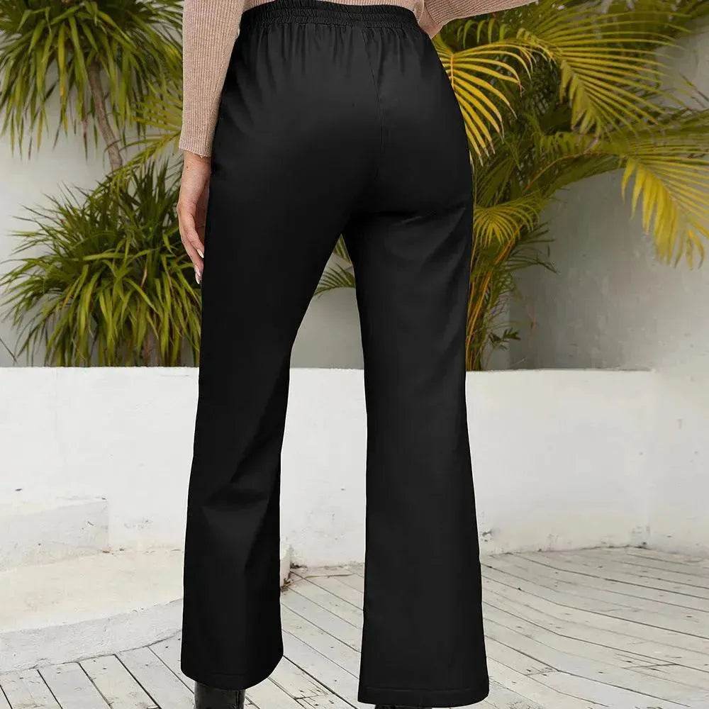PU Loose Trousers Motorcycle Leather Straight Wide Leg Leather Pants Women EX-STOCK Canada