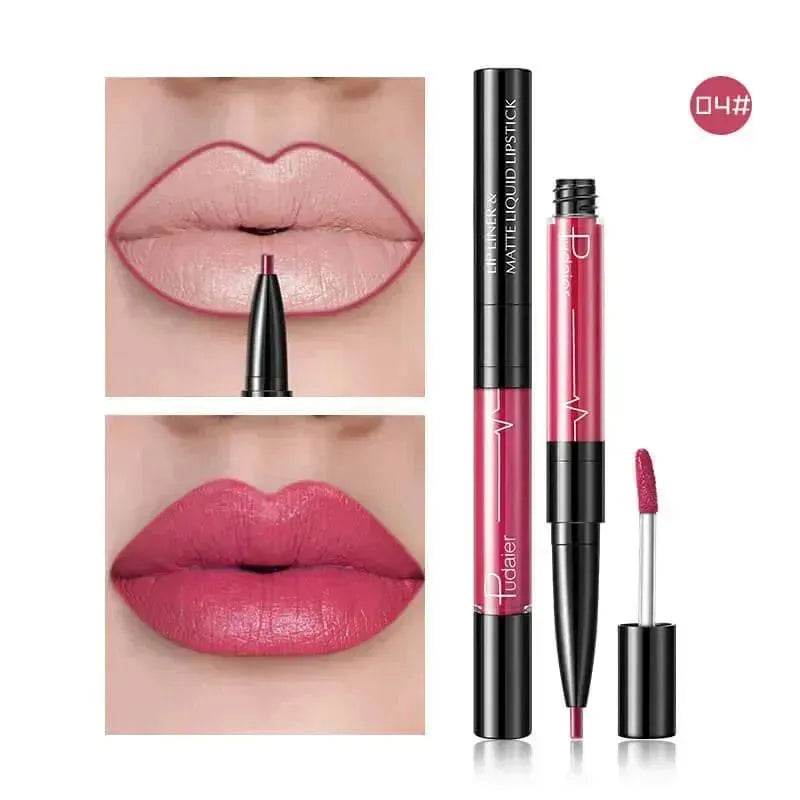 Pudaier Matte Lip Gloss Lip Liner 2 in1 Maquiagem Profissional Completa Agate Red Lip Tint Plumper Tattoo Makeup liquid Lipstick EX-STOCK Canada