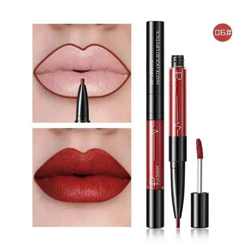 Pudaier Matte Lip Gloss Lip Liner 2 in1 Maquiagem Profissional Completa Agate Red Lip Tint Plumper Tattoo Makeup liquid Lipstick EX-STOCK Canada