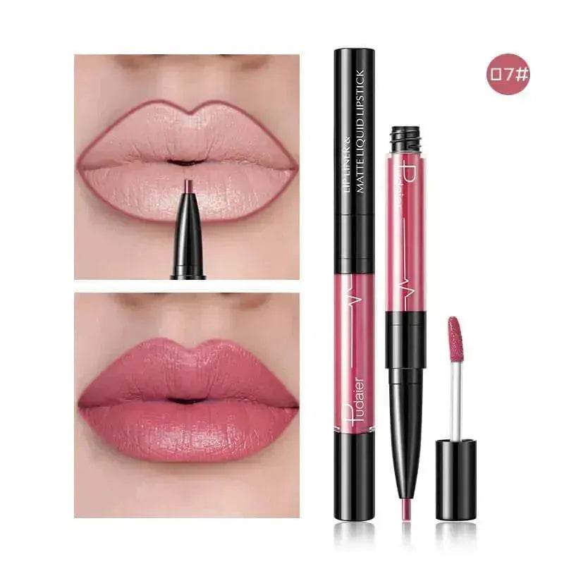 Pudaier Matte Lip Gloss Lip Liner 2 in1 Maquiagem Profissional Completa Agate Red Lip Tint Plumper Tattoo Makeup liquid Lipstick EX-STOCK Canada