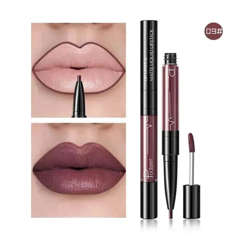 Pudaier Matte Lip Gloss Lip Liner 2 in1 Maquiagem Profissional Completa Agate Red Lip Tint Plumper Tattoo Makeup liquid Lipstick EX-STOCK Canada