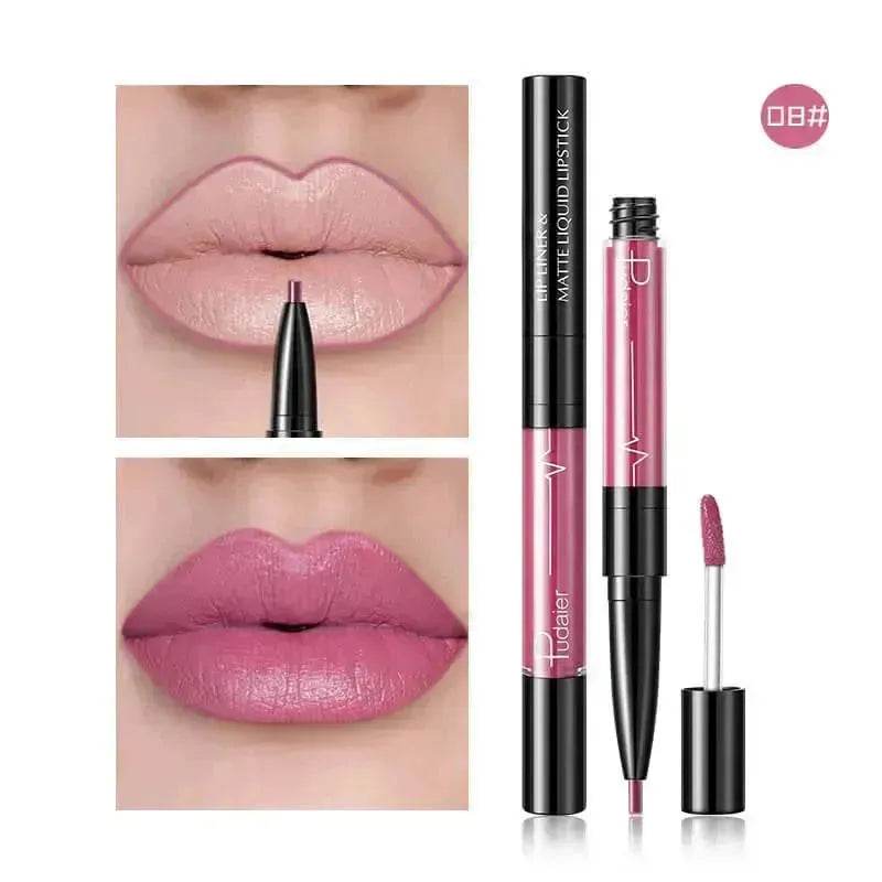 Pudaier Matte Lip Gloss Lip Liner 2 in1 Maquiagem Profissional Completa Agate Red Lip Tint Plumper Tattoo Makeup liquid Lipstick EX-STOCK Canada