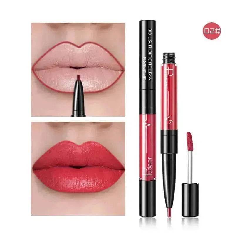 Pudaier Matte Lip Gloss Lip Liner 2 in1 Maquiagem Profissional Completa Agate Red Lip Tint Plumper Tattoo Makeup liquid Lipstick EX-STOCK Canada