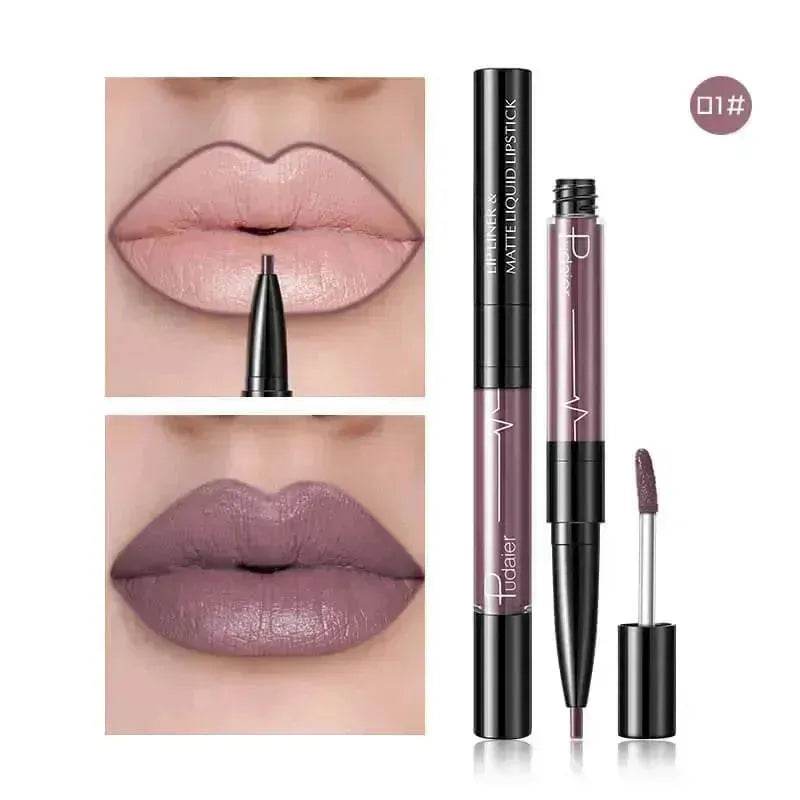 Pudaier Matte Lip Gloss Lip Liner 2 in1 Maquiagem Profissional Completa Agate Red Lip Tint Plumper Tattoo Makeup liquid Lipstick EX-STOCK Canada